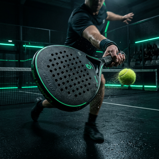 Padel-Spieler nutzt Klikkr Score-Tracker am Handgelenk